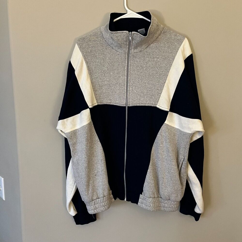 First Run Zip Up Vintage Blue/White/Grey Runners Fleece L Mens Zip Up